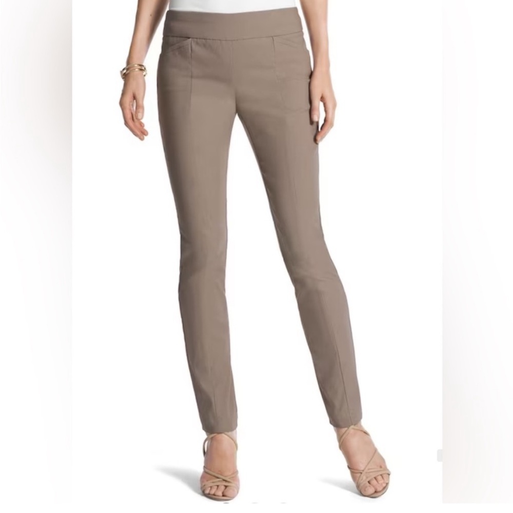 So Slimming By Chico’s Pull on Taupe Skinny Pants Ankle Length